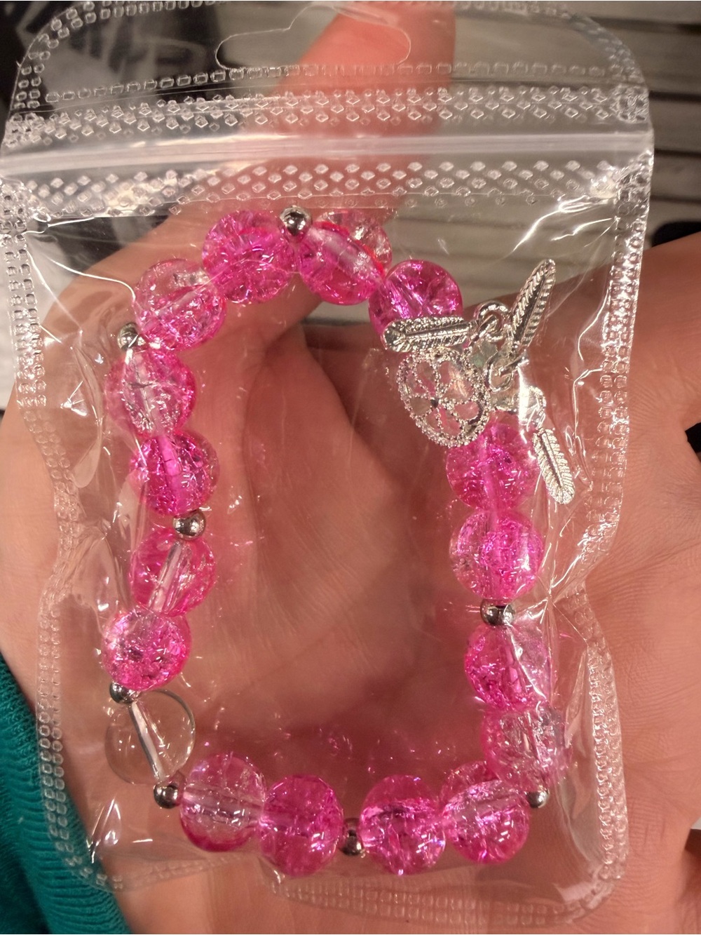 Kids Pink Beaded Charm Bracelet - Sparkling Pink Bracelet